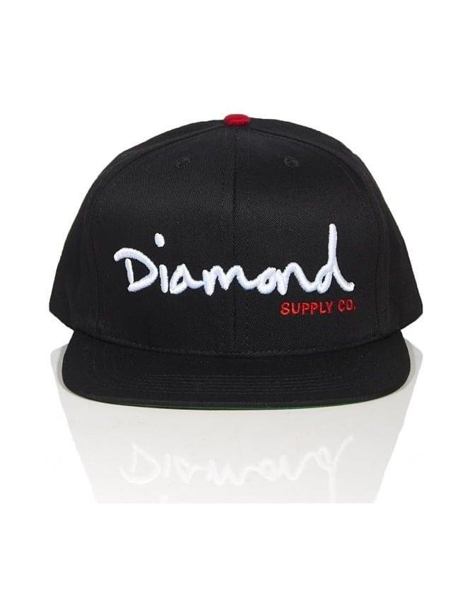 White with Red Diamond Logo - Diamond Supply Co OG Logo Snap Back White Red