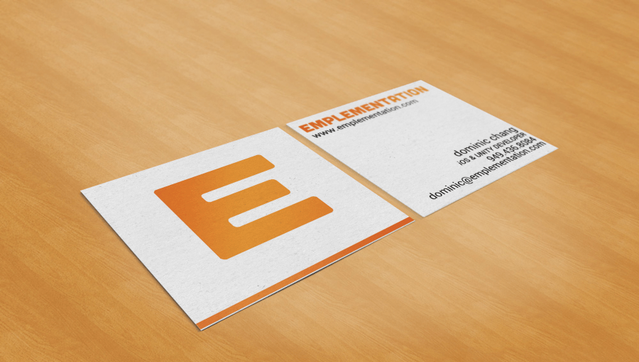 Orange Square Tech Logo - Emplementation Business Cards. Design Portfolio