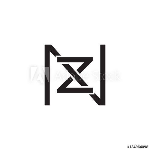 Zn Logo - Initial letter N and Z, NZ, ZN, overlapping Z inside N, line art