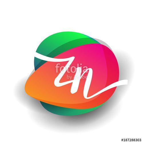 Zn Logo - Letter ZN logo with colorful splash background, letter combination