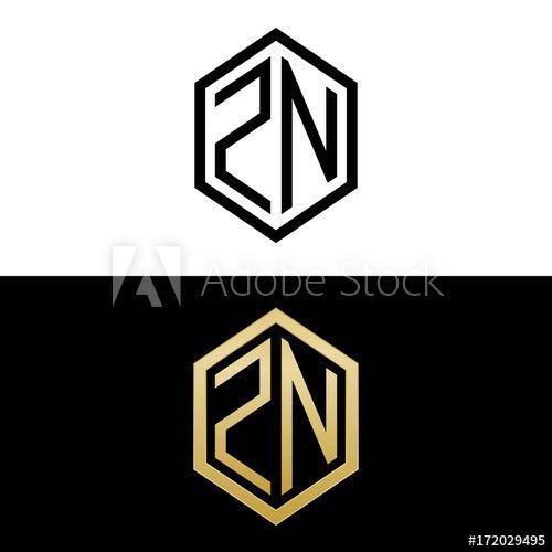 Zn Logo - initial letters logo zn black and gold monogram hexagon shape vector ...