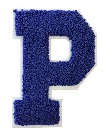 Blue Rectangle White P Logo - P Blue ON White Chenille 2.5 VARSITIY Alphabet