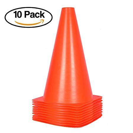 Orange Traffic Cone Logo - 10 Pack of Traffic Cones for Kids - 9 inch Orange Field Marker Cones ...