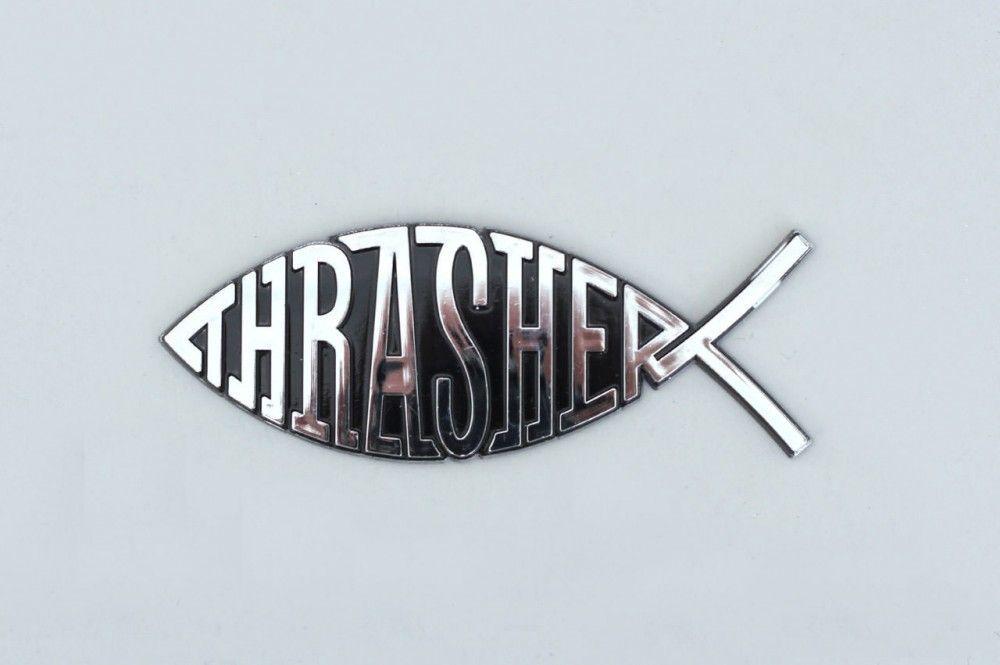 Thrasher Fish Logo - Thrasher Fish Car Emblem • Raised Thrasher logo • Chrome finish ...