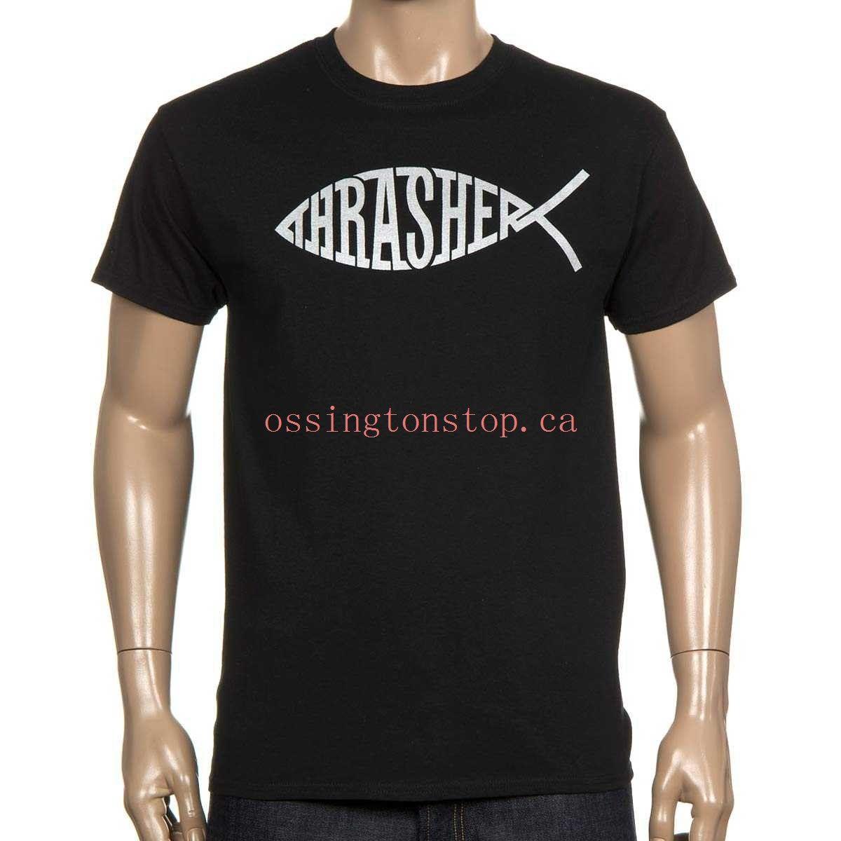 Thrasher Fish Logo - krsz207k4ukk Men's Thrasher Fish Tee Black - Short Sleeve Online Store