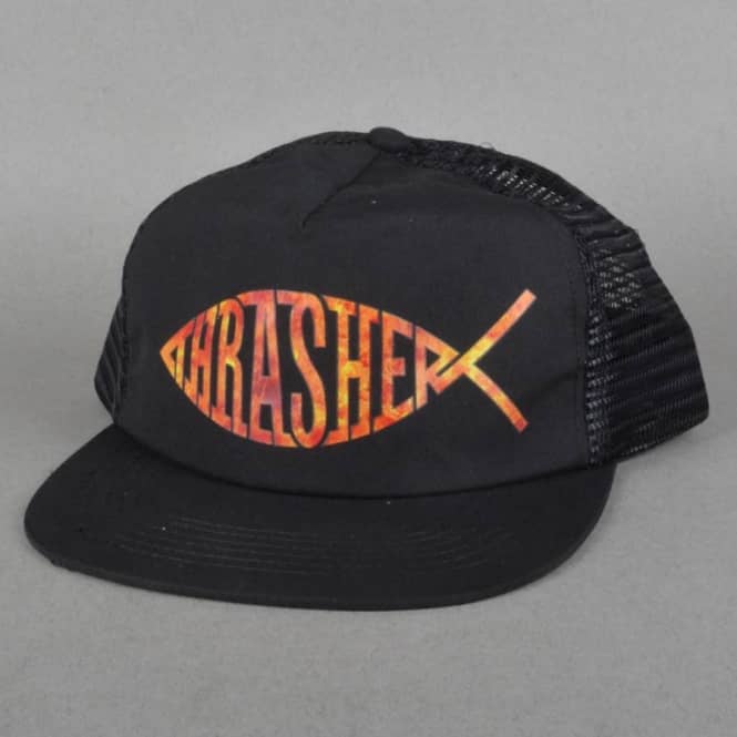 Thrasher Fish Logo - Thrasher Fish Mesh Cap - Black - SKATE CLOTHING from Native Skate ...