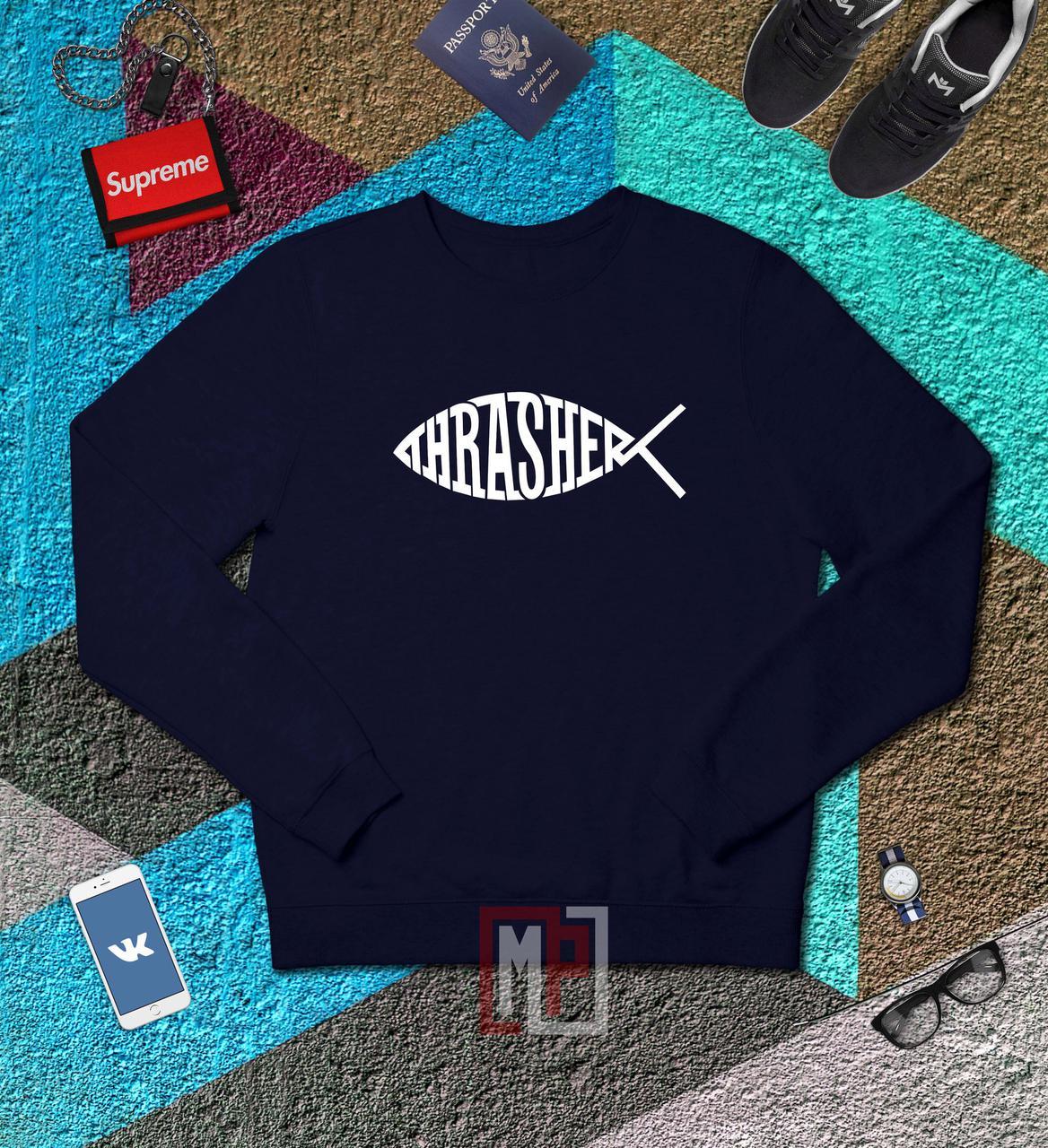 Thrasher Fish Logo - Свитшот Thrasher Fish Logo | темно - синий | толстовка | реглан ...