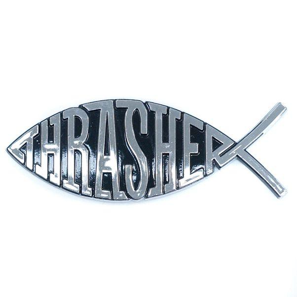 Thrasher Fish Logo - Thrasher Magazine Fish Car Emblem Silver at Black Sheep