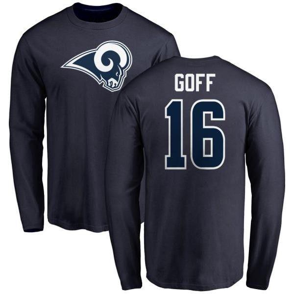 Jared Name Logo - Men's Jared Goff Los Angeles Rams Name & Number Logo Long Sleeve T ...