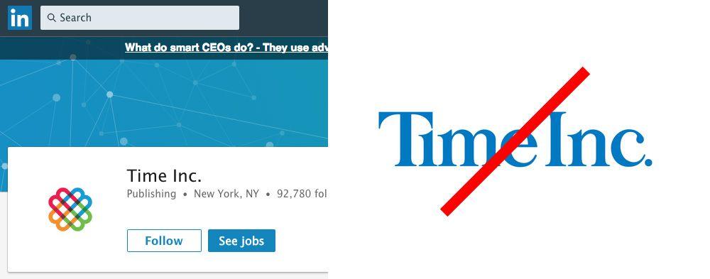 New LinkedIn Logo - Brand New: TimeInc Logo gone from LinkedIn