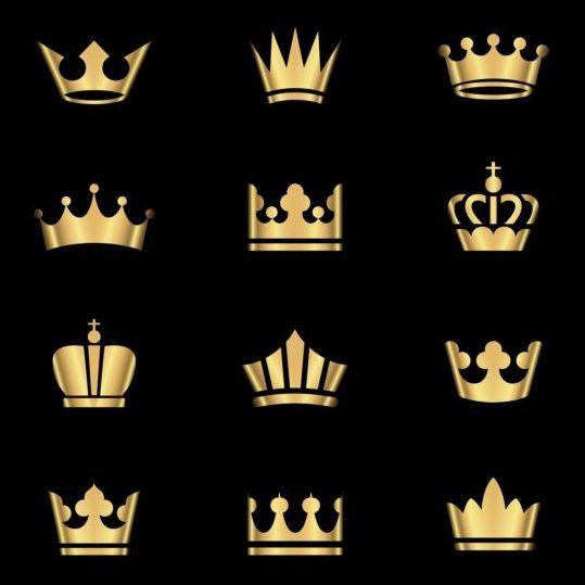 Golden Crown Logo - Golden crown ornaments vector set 02 free download