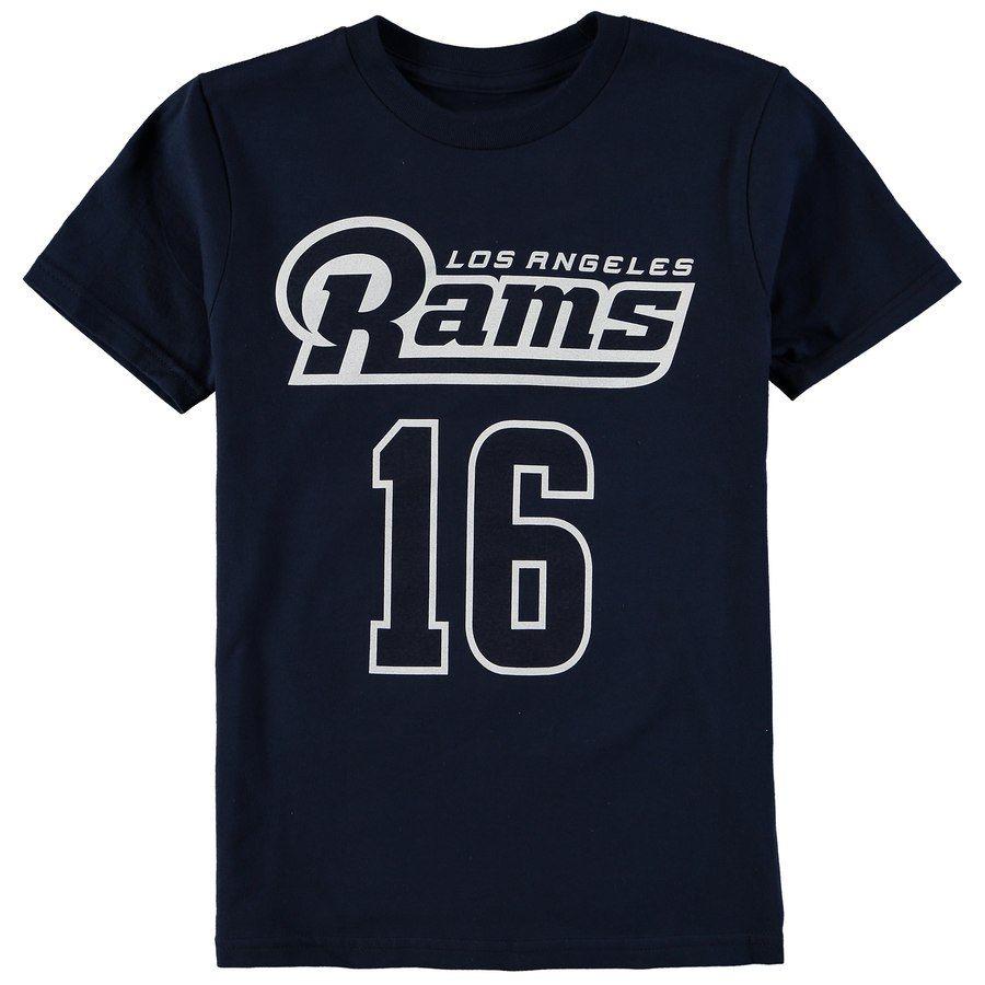 Jared Name Logo - Youth Los Angeles Rams Jared Goff Navy Mainliner Name & Number T-Shirt
