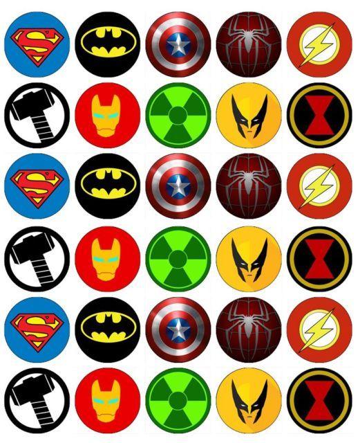 All Superhero Logo - Superhero Logos Cupcake Toppers Edible Wafer Paper Buy 2 Get 3rd