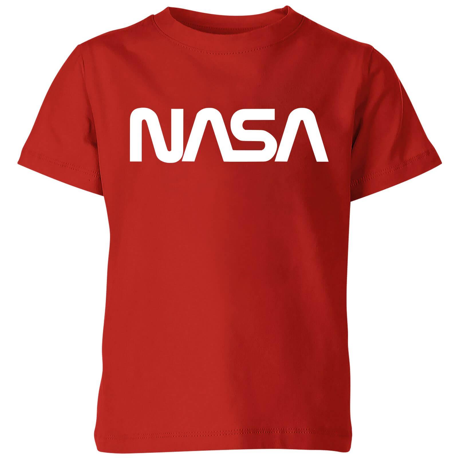 NASA Worm Logo - NASA Worm White Logotype Kids' T-Shirt - Red | IWOOT