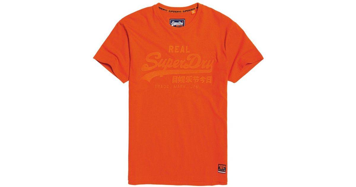 Orange Y Logo - Superdry Vintage Logo Box Fit Applique T Shirt In Orange For Men