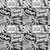 Collage Black and White Superhero Logo - contrast of black and w fabric, wallpaper & gift wrap