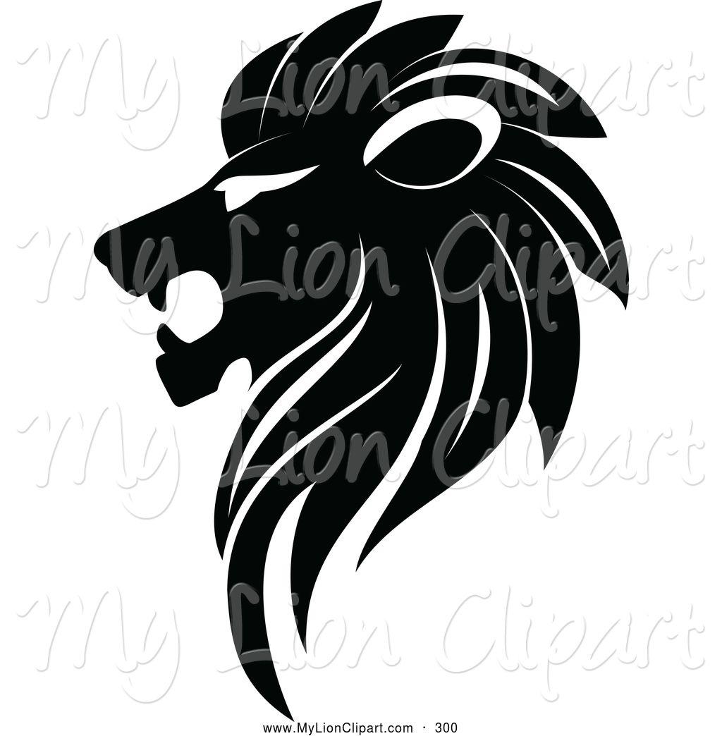White Lion Logo - Clipart of a Black and White Lion Logo Looking Left by Vector ...