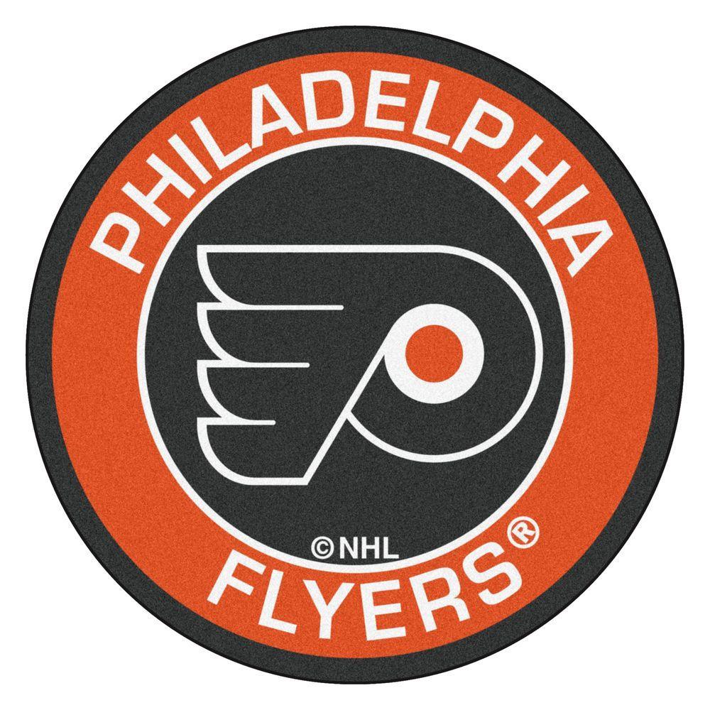Philadelphia Flyers Logo - FANMATS NHL Philadelphia Flyers Orange 2 ft. x 2 ft. Round Area Rug ...
