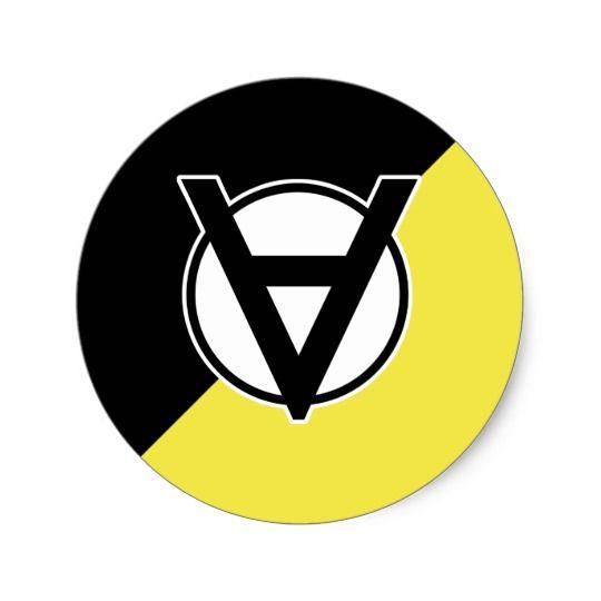 Round Black and Yellow Logo - Voluntaryist Original Logo on Black and Yellow Classic Round Sticker ...