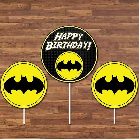 Round Black and Yellow Logo - Batman Birthday Centerpiece Batman Stickers Black Yellow