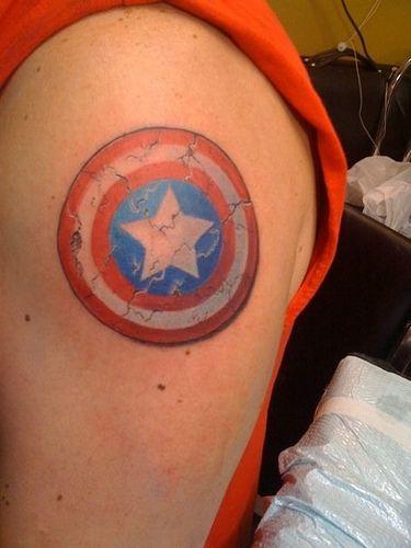 Orange Captain America Logo - Captain America's Shield Tattoo