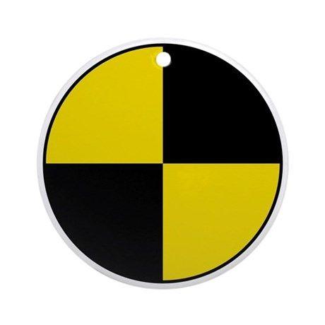 Round Black and Yellow Logo - Crash Test Marker Yellow and Black Round Ornament