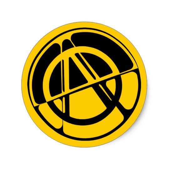 Round Black and Yellow Logo - Anarchy Symbol Black and Yellow Classic Round Sticker | Zazzle.com