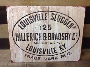 Vintage Louisville Slugger Logo - LOUISVILLE SLUGGER 125 Logo Sign Tin Vintage Garage Bar Decor Old ...