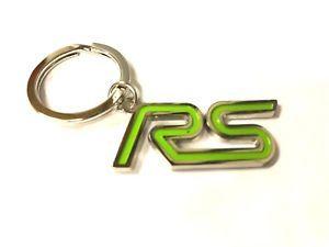 RS Logo - FORD GREEN & CHROME 'RS' LOGO KEYRING FOCUS, FIESTA, ESCORT