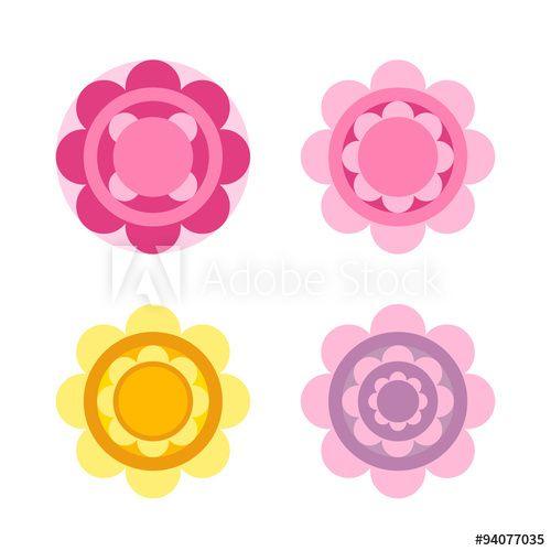 Daisy Flower Logo - Colorful abstract blooming Daisy flower vector icons on white