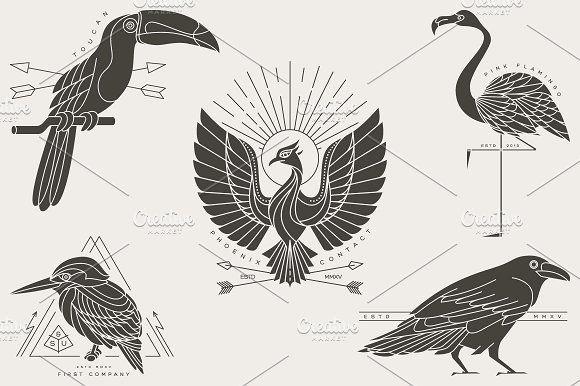 Vintage Black Bird Logo - Vintage bird labels ~ Logo Templates ~ Creative Market