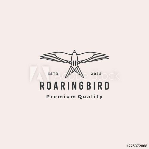 Vintage Black Bird Logo - roaring bird logo retro hipster vintage vector icon illustration