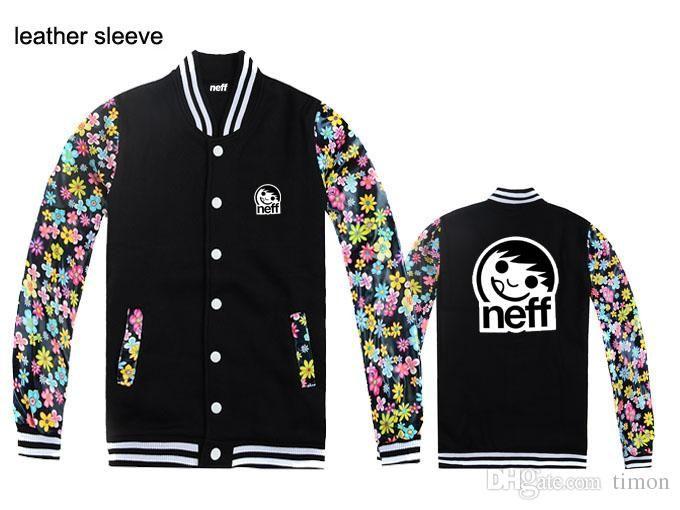 Neff Clothing Logo - Leather Sleeved Jackets Sweatshirts Men Hip Hop Clothing New Brand
