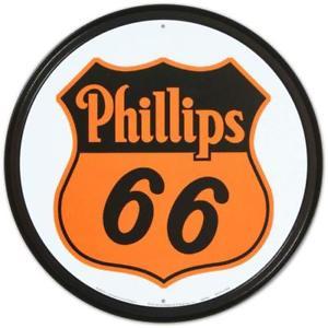 Phillips 66 Logo - Phillips 66 Logo Round Retro Tin Metal Sign 12