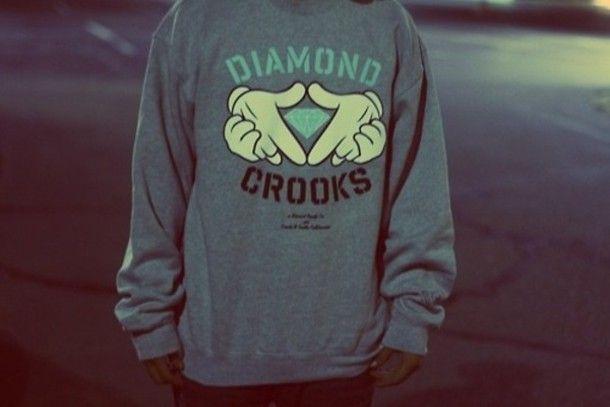 Crooks and Castles Hand Logo - sweater, diamond supply co., crooks and castles, grey, mickey mouse ...