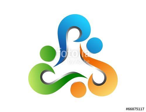 Connecting People Logo - team work logo, abstract united people, modern businessman symbol