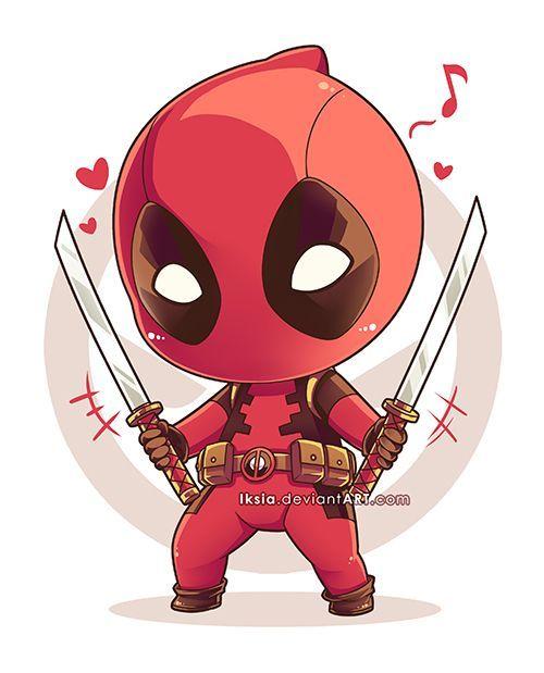 Little Deadpool Heart Logo - Chibi Deadpool. marvel