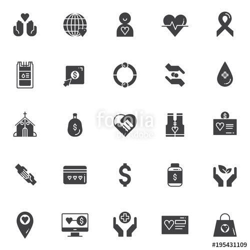 Hands Heart and Globe Logo - Charity vector icons set, modern solid symbol collection, filled