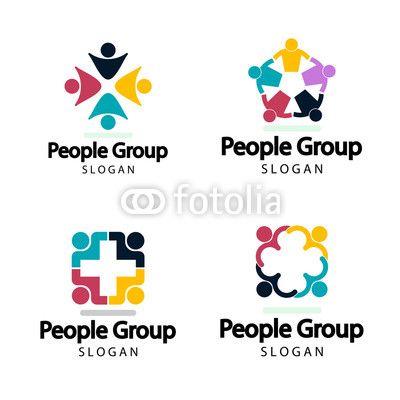 Connecting People Logo - Graphic group connecting, People Connection logo set, Team work in a