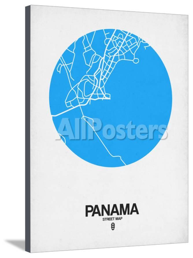 Branches with Blue and Blue Globe Logo - Panama Street Map Blue Print by NaxArt at AllPosters.com