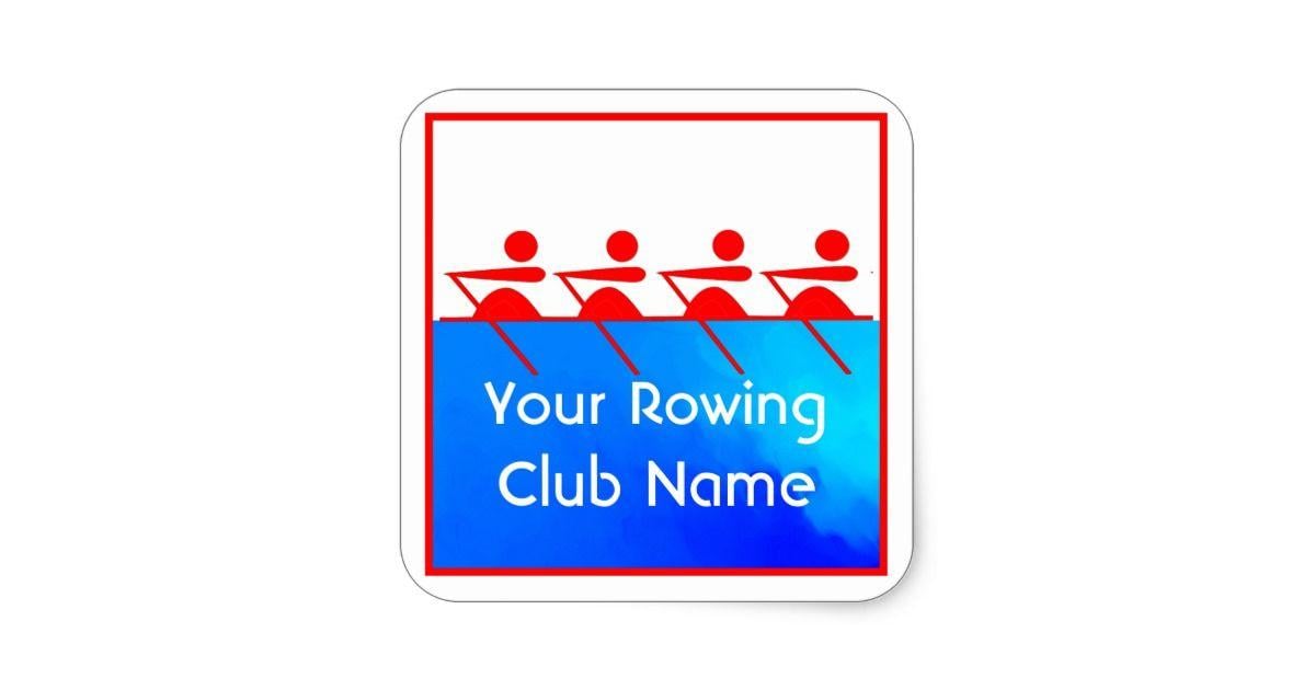 Square White with Blue Rectangle Logo - Custom Red White Blue Rowing Team Square Sticker | Zazzle.co.uk