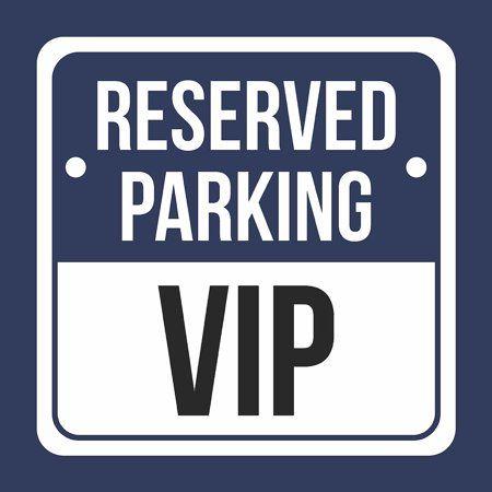 Square White with Blue Rectangle Logo - Reserved Parking Vip Print Blue, White & Black Notice Parking Metal ...