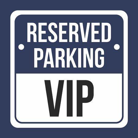 Square White with Blue Rectangle Logo - Reserved Parking Vip Print Blue, White & Black Notice Parking Metal