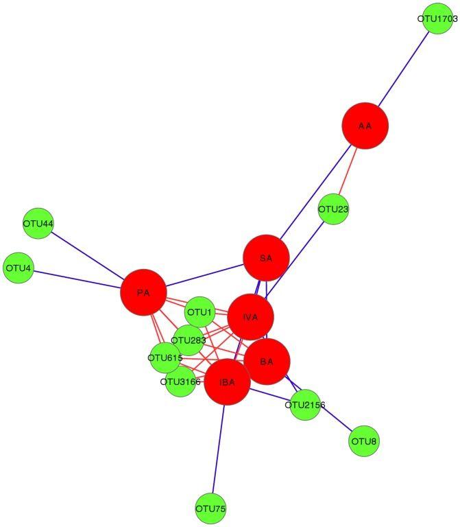 Big Red R in Circle Logo - Edge length in the network is proportional to Pearson correlation r ...