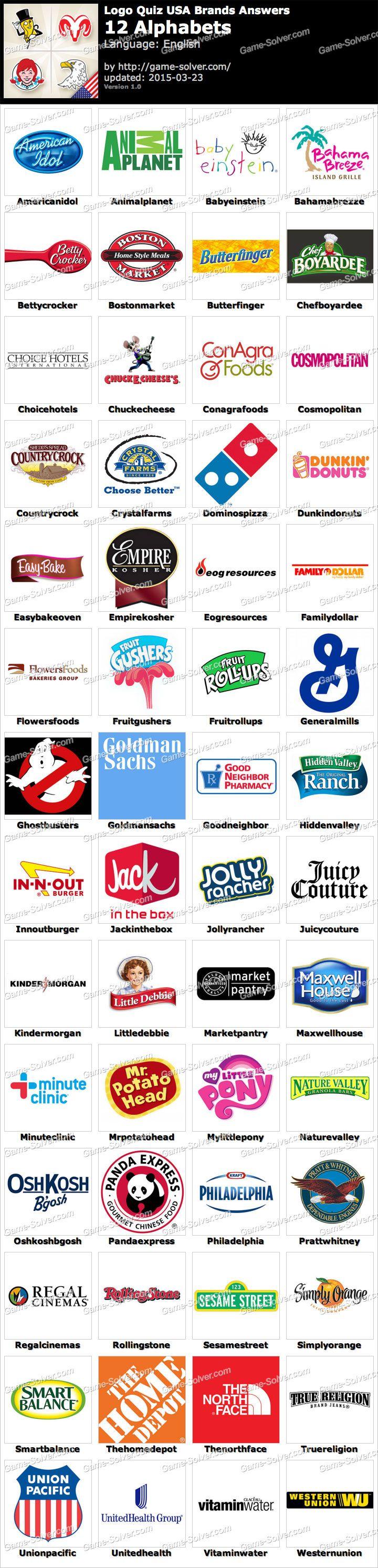 Alphabet Brands Logo - Logo Quiz USA Brands 12 Alphabets - Game Solver