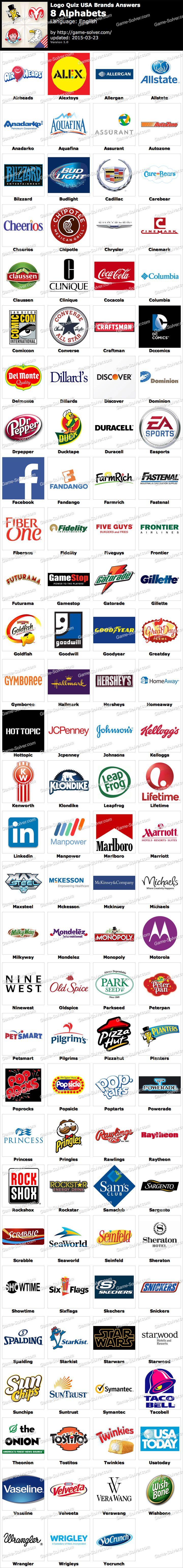 Alphabet Brands Logo - Logo Quiz USA Brands 8 Alphabets