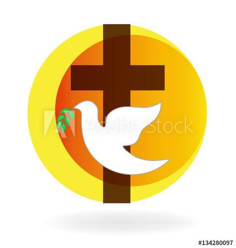 At Cross Logo - Holy Spirit dove and cross logo vector this stock vector