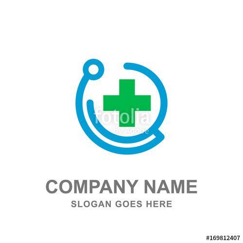 At Cross Logo - Medical Healthcare Stethoscope Cross Logo Stock image and royalty