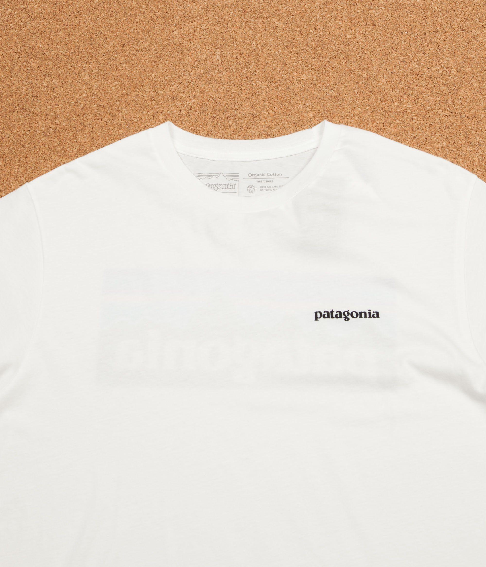 White Patagonia Logo - Patagonia P-6 Logo Organic T-Shirt - White | Flatspot
