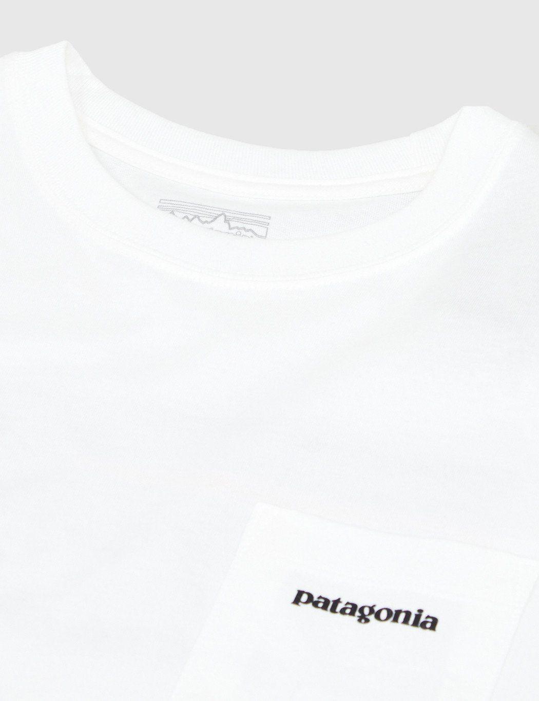 White Patagonia Logo - Patagonia P-6 Logo Pocket T-Shirt - White | URBAN EXCESS.